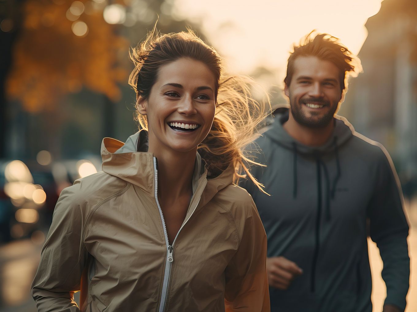 Ein Paar läuft locker während der Laufpause