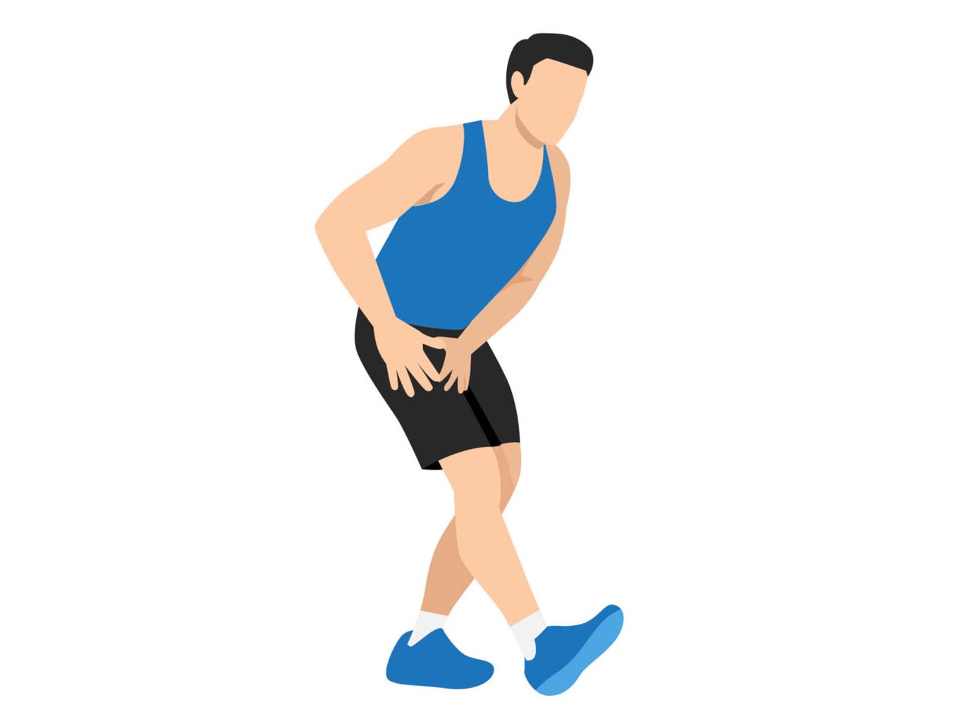 Ein Mann dehnt seine Oberschenkel nach dem Laufen, dehnen ist gut