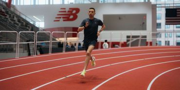 Maximilian Thorwirth im Trainingscenter von New Balance in Boston